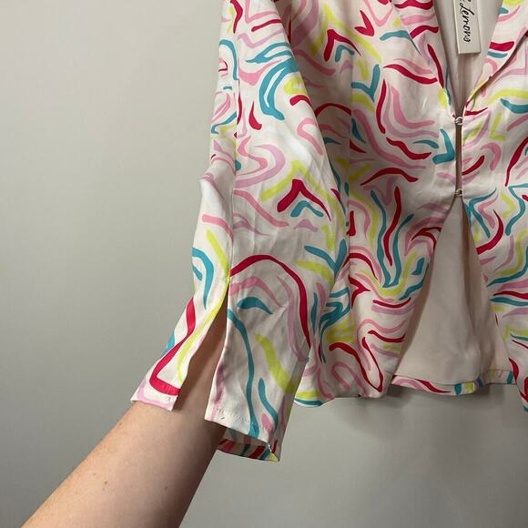For Love & Lemons Confetti Blazer Jacket Pink Multicolor Print Size S NEW - Picture 5 of 7